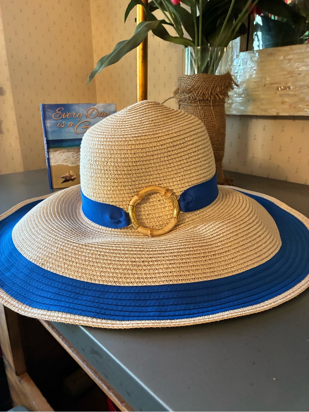 Ralph Lauren NEW NO TAG, Women’s Straw travel sun hat. Size Medium. CLASSY! - Picture 3 of 8